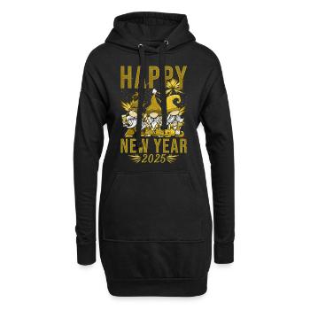 Happy New Year 2025 - Hoodie-Kleid - Schwarz - Vorne