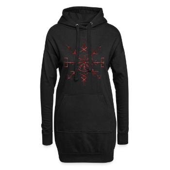 Aegishjalmur mit verzierungen, nordisch, wikinger - Hoodie-Kleid - Schwarz - Vorne
