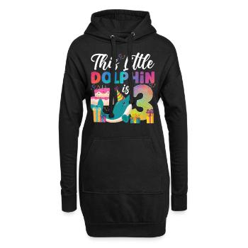 Dolphin 3rd Birthday Watercolor - Hoodie-Kleid - Schwarz - Vorne