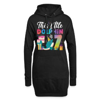Dolphin 7th Birthday Watercolor - Hoodie-Kleid - Schwarz - Vorne