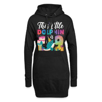Dolphin 9th Birthday Watercolor - Hoodie-Kleid - Schwarz - Vorne