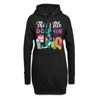 Dolphin 10th Birthday Watercolor - Hoodie-Kleid - Schwarz - Vorne