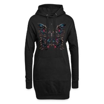 Dunkle Flügel: Gotischer Schmetterlingszauber - Hoodie-Kleid - Schwarz - Vorne