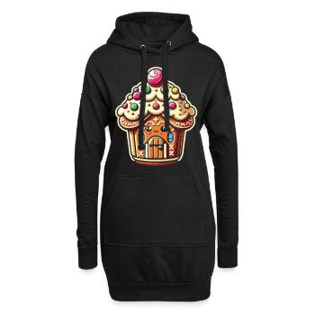 Lebkuchenhaus Fantasie: Cupcake Edition - Hoodie-Kleid - Schwarz - Vorne