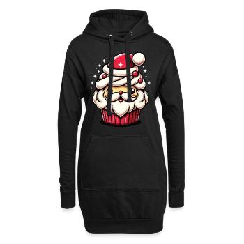 Weihnachtliche Leckerei: Santa Cupcake - Hoodie-Kleid - Schwarz - Vorne