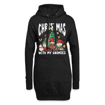 Noël avec mes gnomes - Sweat-shirt à capuche long Femme - noir - Devant
