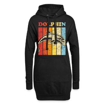 Dolphin Retro Vintage Dolphin - Hoodie-Kleid - Schwarz - Vorne