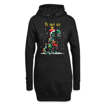 Tree Rex mit Lichterkette und Geschenk Weihnachten - Hoodie-Kleid - Schwarz - Vorne