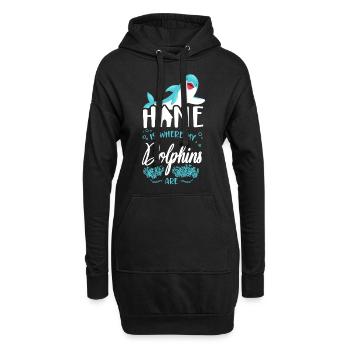 Dolphin Home est l’endroit où mes dauphins - Sweat-shirt à capuche long Femme - noir - Devant