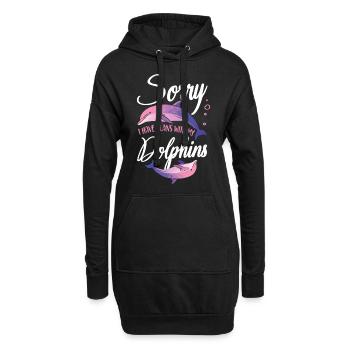 Dolphin Sorry I Have Plans With My - Hoodie-Kleid - Schwarz - Vorne