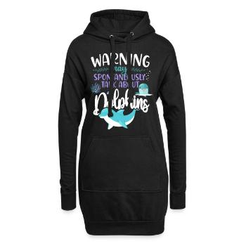 Dolphin Warning May Spontaneously - Hoodie Dress - black - Front