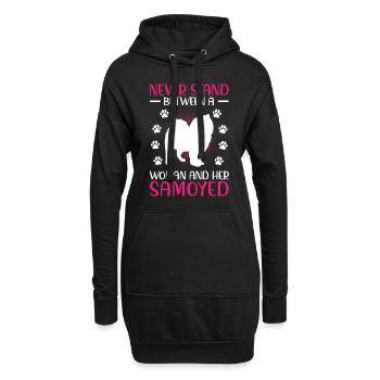 Frau und ihr Samojede Samojedenspitz - Hoodie-Kleid - Schwarz - Vorne