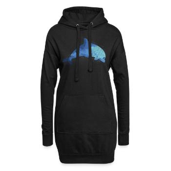 Dolphin Marine Life - Hoodie-Kleid - Schwarz - Vorne