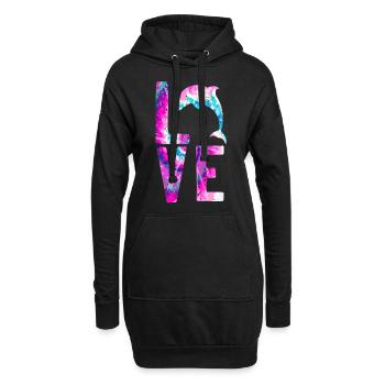 Dolphin Watercolor Love - Hoodie-Kleid - Schwarz - Vorne