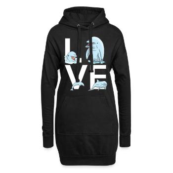 L’amour des dauphins - Sweat-shirt à capuche long Femme - noir - Devant