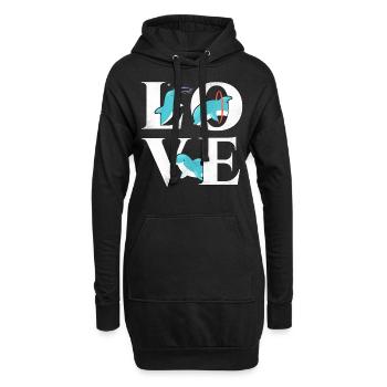 L’amour des dauphins - Sweat-shirt à capuche long Femme - noir - Devant