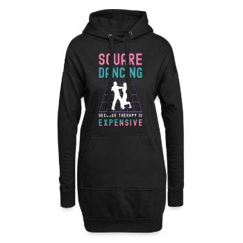 La danse carrée parce que la thérapie est la danse country - Sweat-shirt à capuche long Femme - noir - Devant