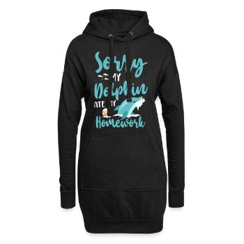 Dauphin Désolé Mon dauphin a mangé mon - Sweat-shirt à capuche long Femme - noir - Devant