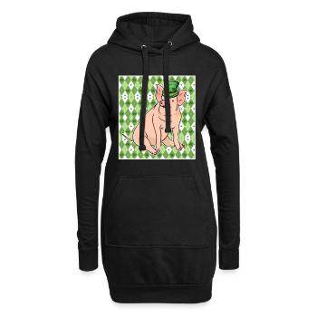 Cochon chanceux - Sweat-shirt à capuche long Femme - noir - Devant
