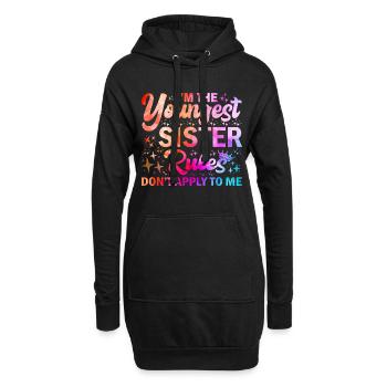 Je suis la plus jeune sœur Les règles ne s’appliquent pas à moi - Sweat-shirt à capuche long Femme - noir - Devant