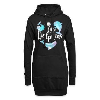 Dolphin I Like Dolphins - Hoodie-Kleid - Schwarz - Vorne
