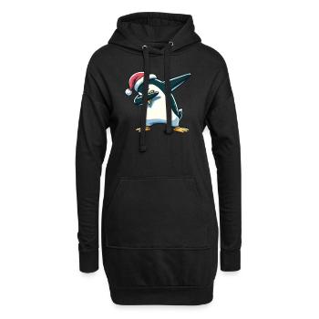 Dabbing Weihnachts Pinguin Dab Weihnachten - Hoodie-Kleid - Schwarz - Vorne