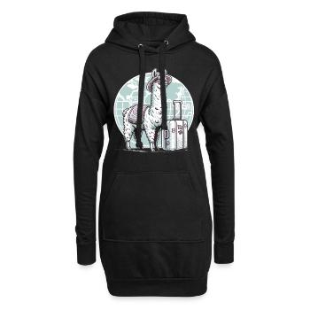 Llama Travel Fever : Voyage de découverte - Sweat-shirt à capuche long Femme - noir - Devant