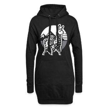 Schlichtes Berglama: Abenteuer Pur - Hoodie-Kleid - Schwarz - Vorne