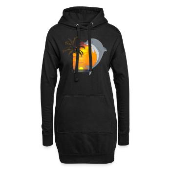 Dolphin Beach Palm Tree Sunset - Hoodie-Kleid - Schwarz - Vorne