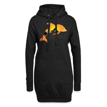 Dolphin Palm Tree Sunset - Hoodie-Kleid - Schwarz - Vorne