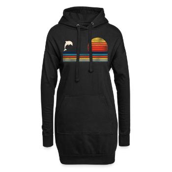 Dauphin Rétro Vintage - Sweat-shirt à capuche long Femme - noir - Devant