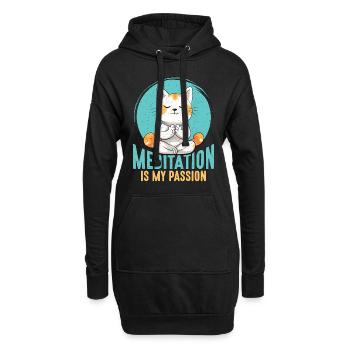 Meditation Is My Passion Relaxation Cat Lover - Hoodie-Kleid - Schwarz - Vorne