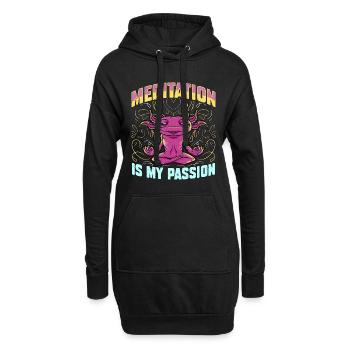 La méditation est ma passion Aime le yoga Amoureux du gecko - Sweat-shirt à capuche long Femme - noir - Devant