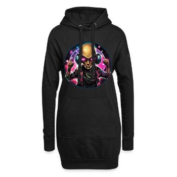 Alien hört Musik und tanzt dazu. - Hoodie-Kleid - Schwarz - Vorne