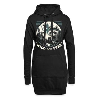 Sauvage et libre : raton laveur dans la nature - Sweat-shirt à capuche long Femme - noir - Devant