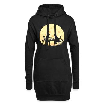 Schach Schachspieler Geschenke Katze Hund Mond - Hoodie-Kleid - Schwarz - Vorne