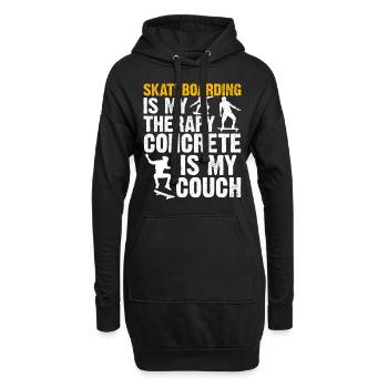 Skateboard Skateboarding Is My Therapy Concrete Is - Hoodie-Kleid - Schwarz - Vorne