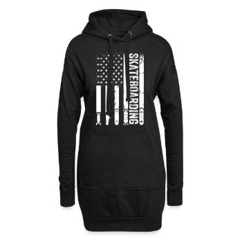 Skate park skateboard skateboard drapeau américain - Sweat-shirt à capuche long Femme - noir - Devant