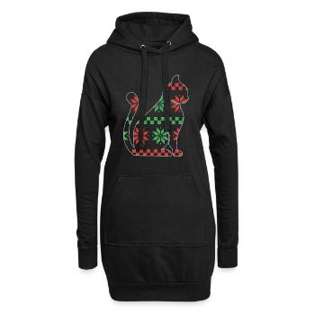 Chat domestique Chat à poil court Maine Coon Noël - Sweat-shirt à capuche long Femme - noir - Devant