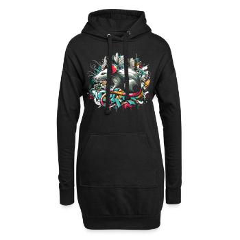 Graffiti Ratte: Urbane Intelligenz - Hoodie-Kleid - Schwarz - Vorne