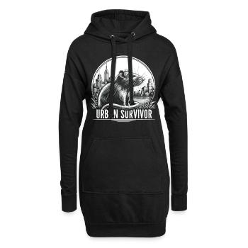 Rat survivaliste : Nature urbaine - Sweat-shirt à capuche long Femme - noir - Devant