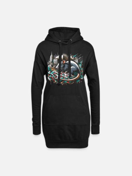 Urban Rat: Graffiti-Wand Meister - Hoodie-Kleid - Schwarz