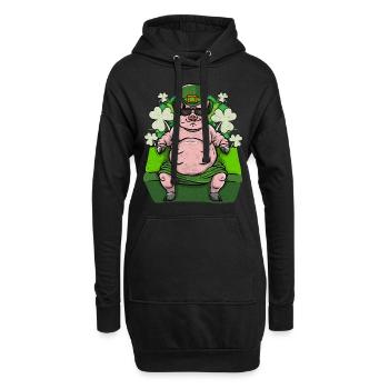 Irisches Glücksschwein - Hoodie-Kleid - Schwarz - Vorne