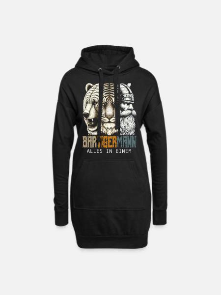Bärtigermann Bär Tiger Mann Geschenk Bart - Hoodie-Kleid - Schwarz