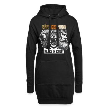 Bärtigermann Bär Tiger Mann Geschenk Bart - Hoodie-Kleid - Schwarz - Vorne