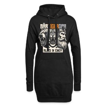 Grand-père barbu ours tigre grand-père cadeau barbe barbe porteur de barbe - Sweat-shirt à capuche long Femme - noir - Devant