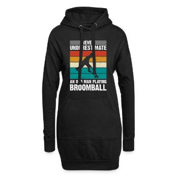 Broomball - Never Underestimate An Old Man Playing - Hoodie-Kleid - Schwarz - Vorne
