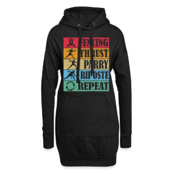Fencing Thrust Parry Riposte Repeat - Hoodie-Kleid - Schwarz - Vorne