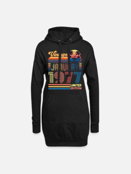 Geburtstag, Januar 1977. Geschenk Januar 1977. - Hoodie-Kleid - Schwarz