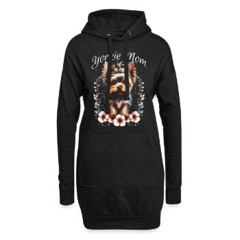 Yorkie Mom - Hoodie-Kleid - Schwarz - Vorne